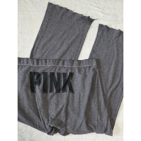 PINK Victoria's Secret Pants - Victoria's Secret PINK Womens Medium Gray Wide Leg PINK Butt Spellout Logo Y2K